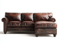 Sofá de esquina de piel envejecida 280x165x86 cm - marrón oscuro - estilo chesterfield