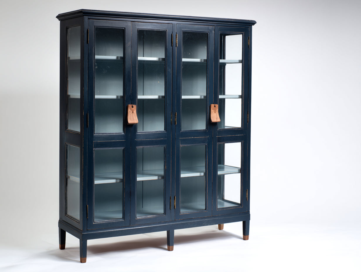 Vitrinas de madera 180x40x200 cm - Azul oscuro - Diseño clásico para salón
