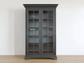 Vitrinas madera y vidrio 110x45x200 cm - gris oscuro - diseño clásico