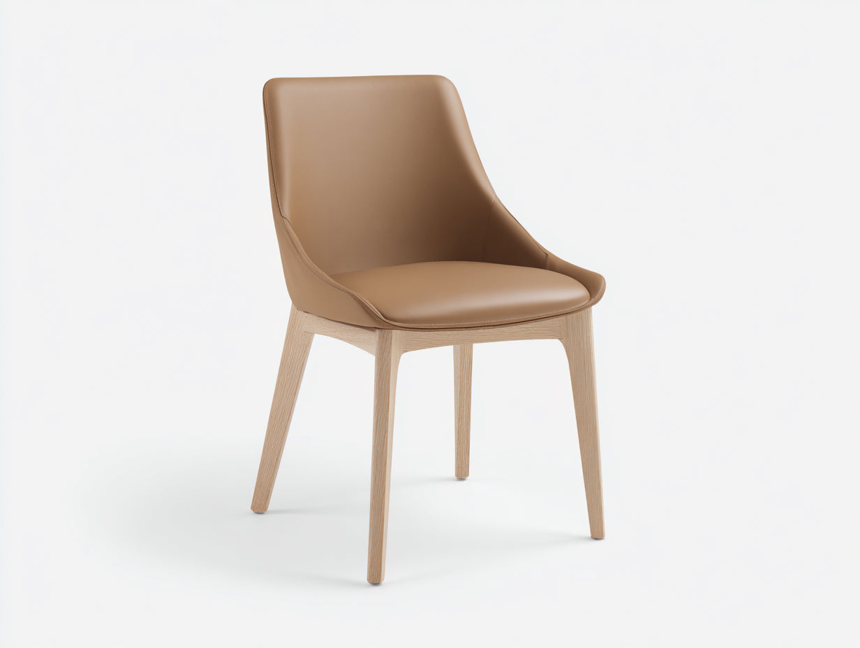 Sillas de comedor tapizadas en piel sintética 51x57x85 cm - marrón claro - diseño moderno para comedor