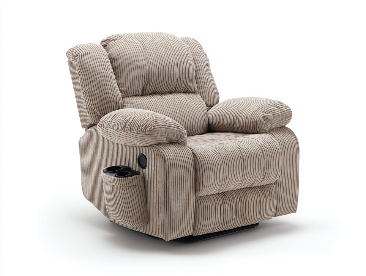 Sillones reclinables tapizado de pana 92x88x102 cm - beige - diseño acolchado para salón