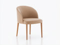 Silla de comedor tapizada con patas de madera 58x55x82 cm - beige - diseño moderno