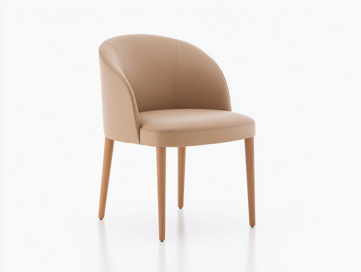 Silla de comedor tapizada con patas de madera 58x55x82 cm - beige - diseño moderno