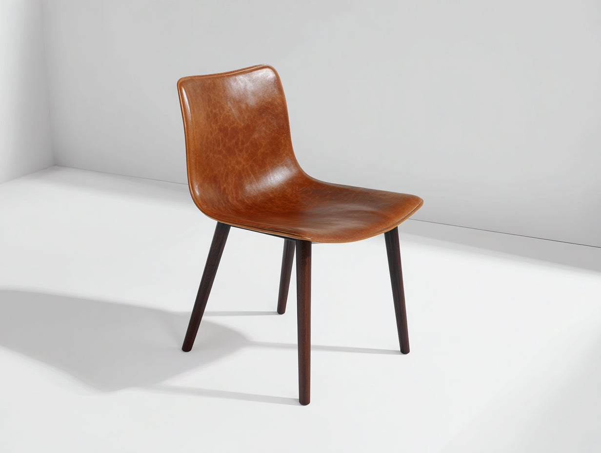 Sillas de comedor tapizadas en piel sintética 49x55x82 cm - marrón - diseño moderno para comedor