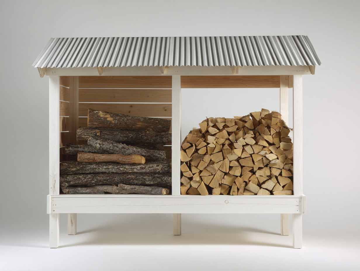 Leñero exterior madera 180x50x160 cm - Natural - Diseño abierto