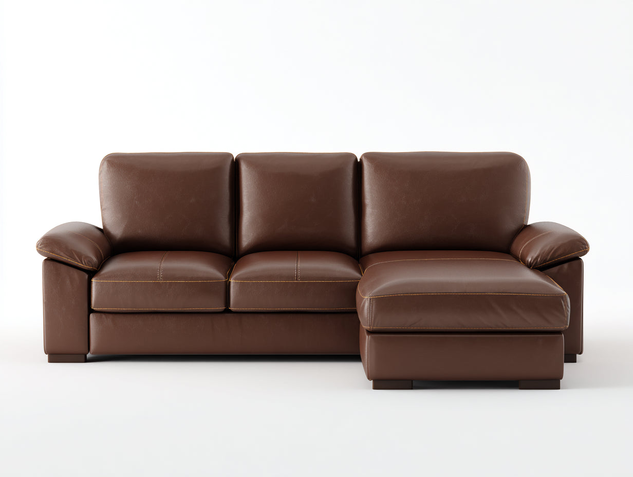 Sofá de esquina de piel sintética 270x165x84 cm - marrón - diseño moderno