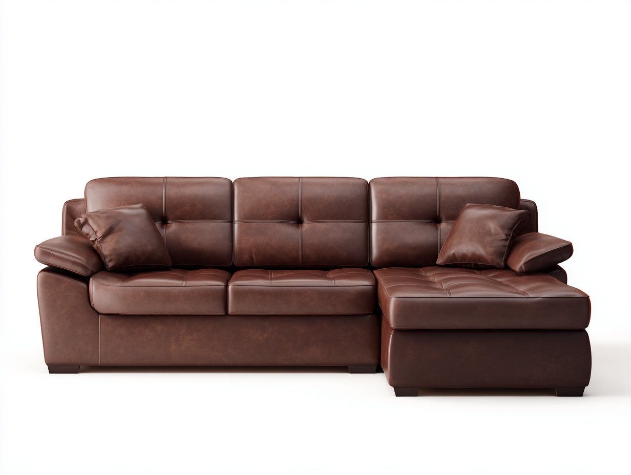 Sofás de esquina cuero 278x168x83 cm - marrón - diseño acolchado para salón