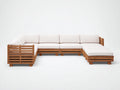 Sofás de exterior de madera 300x220x75 cm - madera natural-blanco - modular con chaise longue - estilo moderno