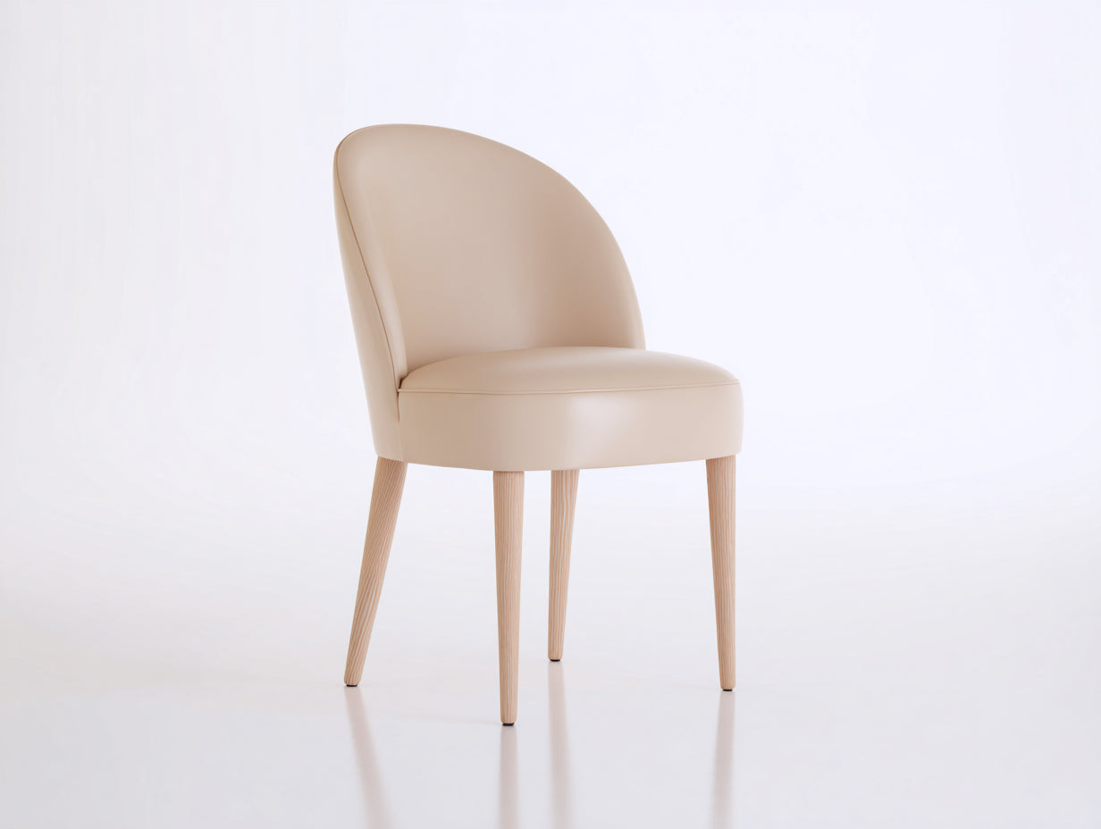 Sillas de comedor tapizada 50x55x82 cm - beige-natural - respaldo curvo - diseño moderno