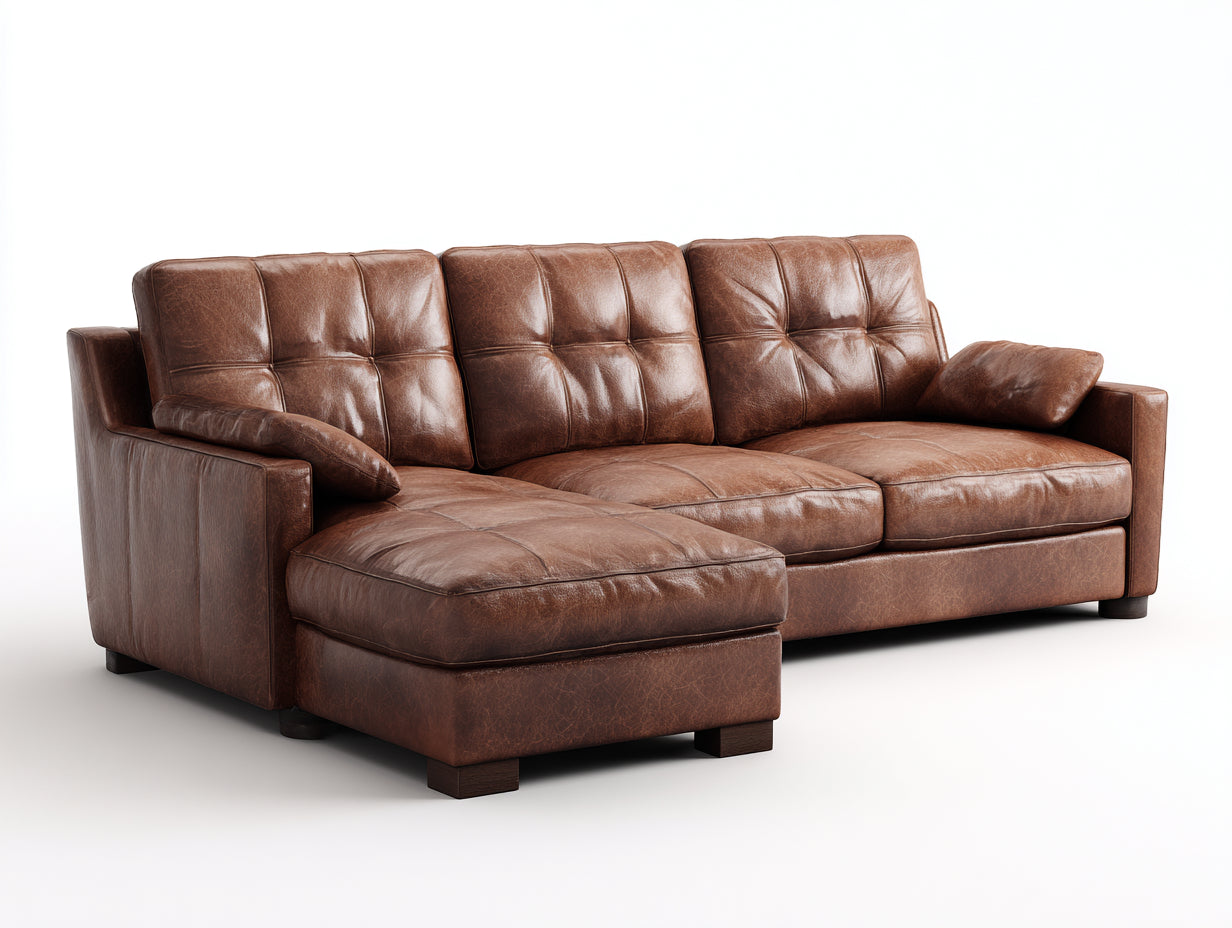 Sofás de esquina cuero sintético 295x185x88 cm marrón - diseño contemporáneo acolchado