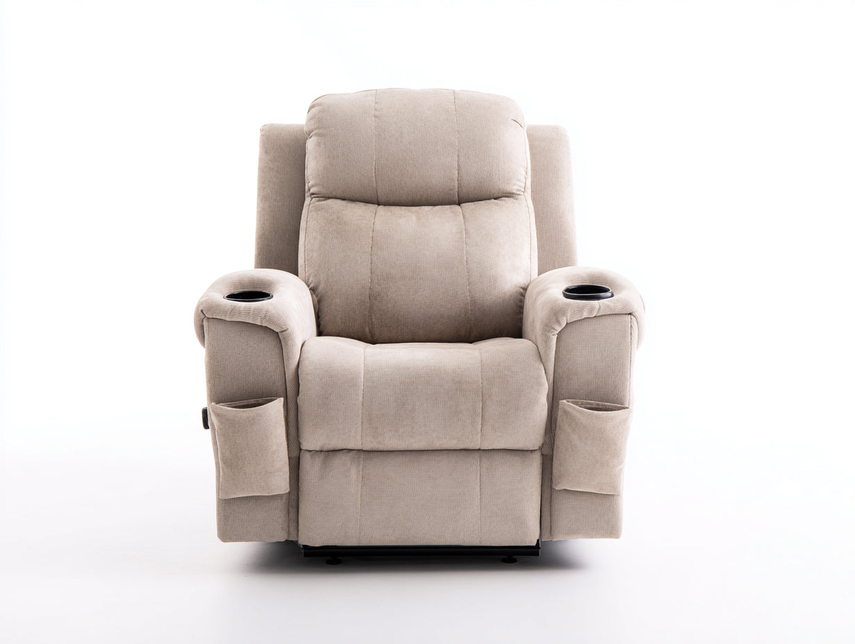Sillones reclinables tapizado de tela 94x91x108 cm - beige - diseño confortable para salón