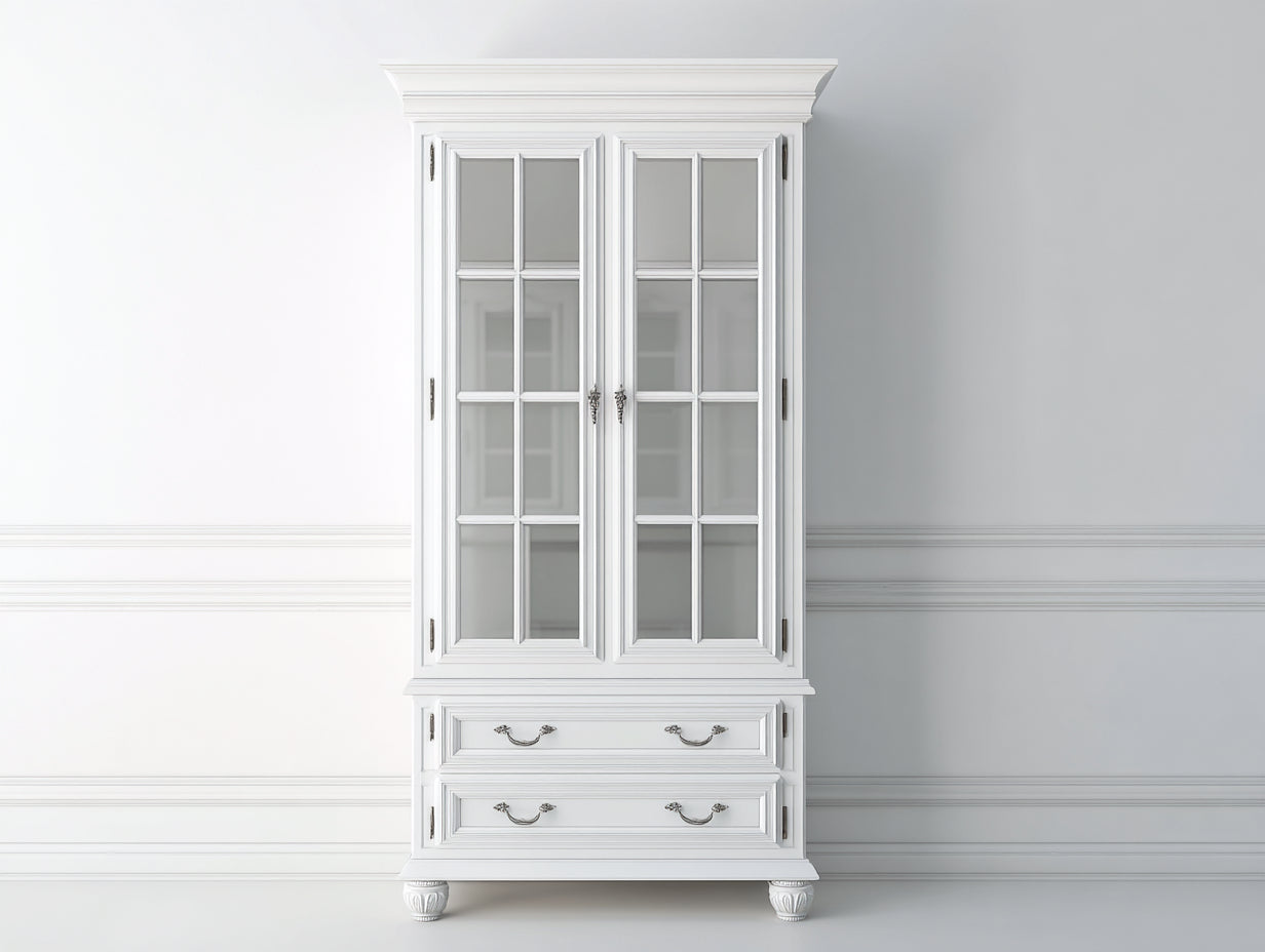 Vitrina de madera 100x40x220 cm - blanco - estilo clásico