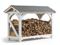 Leñero de exterior de madera con tejado gris 190x65x155 cm - blanco-gris - diseño rústico