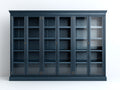 Vitrina azul con 6 puertas de vidrio 240x45x210 cm - azul oscuro - estilo clásico