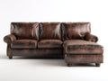 Sofá de esquina cuero 220x90x85 cm - marrón - clásico y confortable