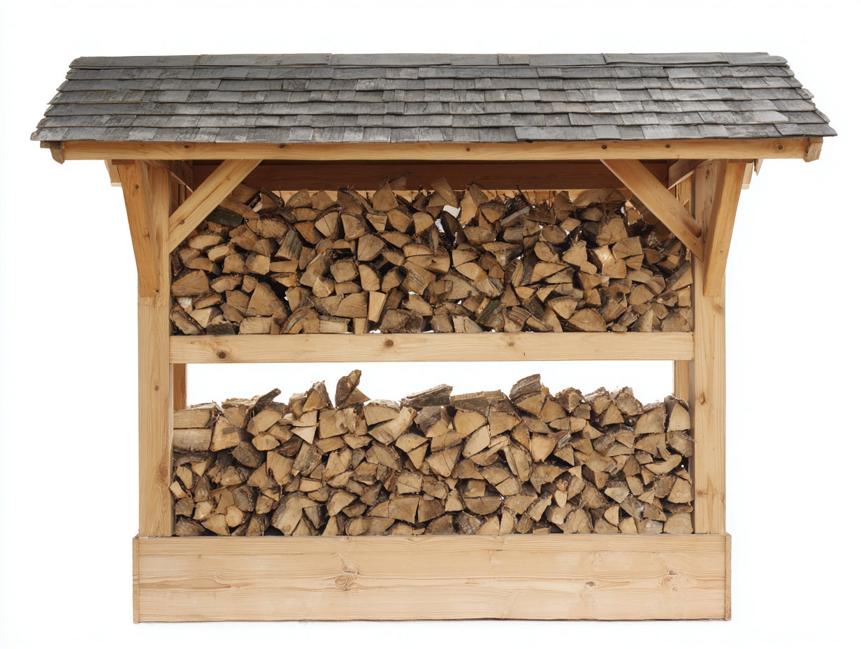 Leñero exterior madera 200x60x170 cm - Natural - Diseño abierto